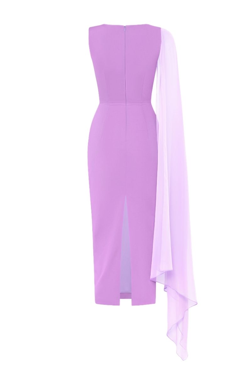 CHARMIE VIOLET EMBROIDERED PENCIL MIDI DRESS - CULT MIA