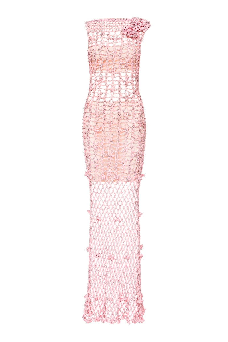 Andreeva PINK VANILLA HANDMADE MAXI CROCHET DRESS | Cult Mia Andreeva PINK VANILLA HANDMADE MAXI CROCHET DRESS | Cult Mia