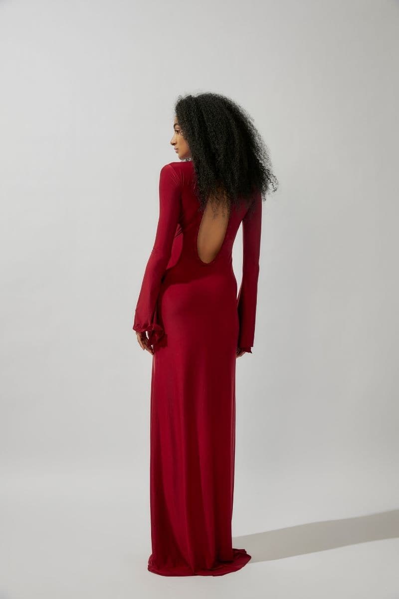 KAI MAROON CUT-OUT MAXI DRESS - CULT MIA