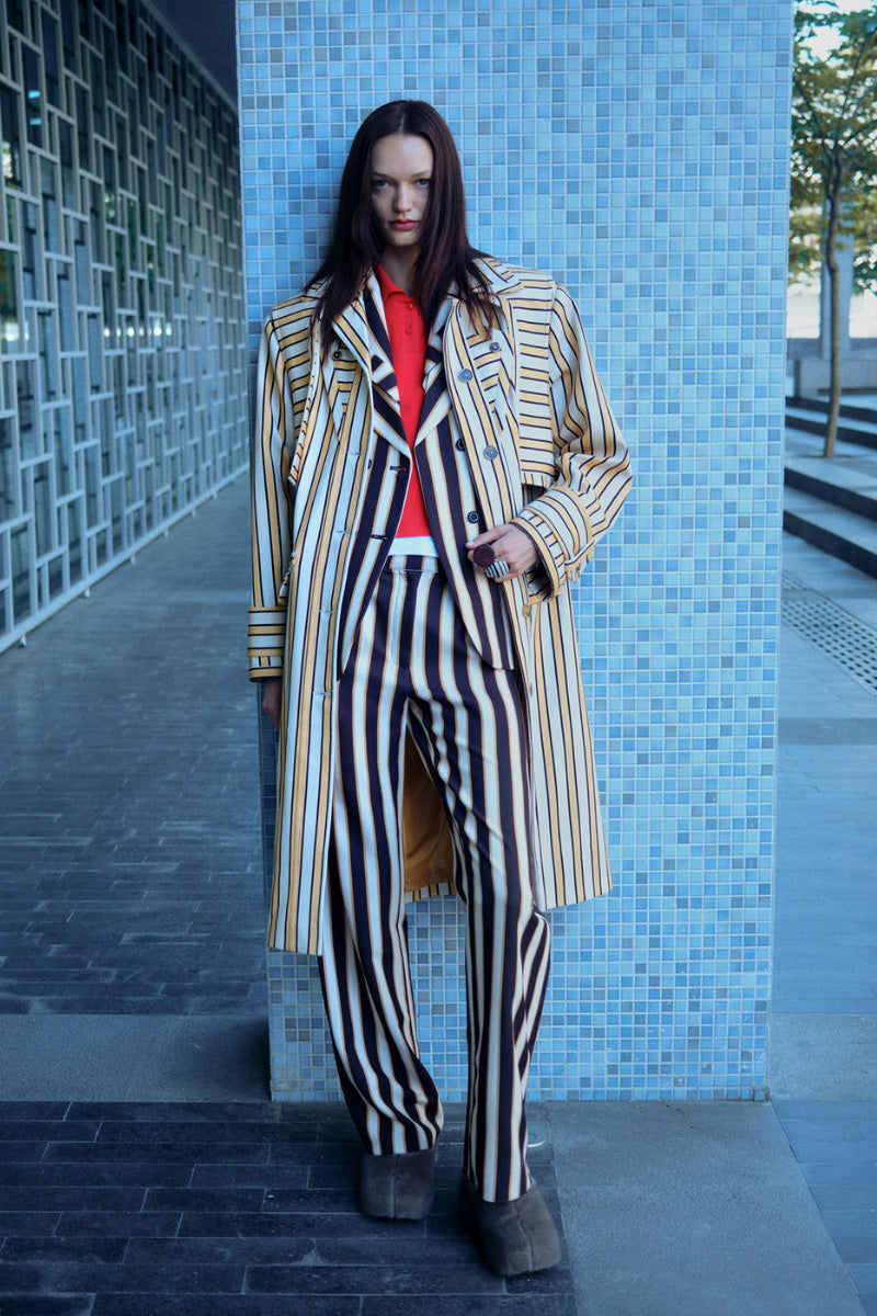 TRENCH COAT IN BROWN STRIPED - CULT MIA