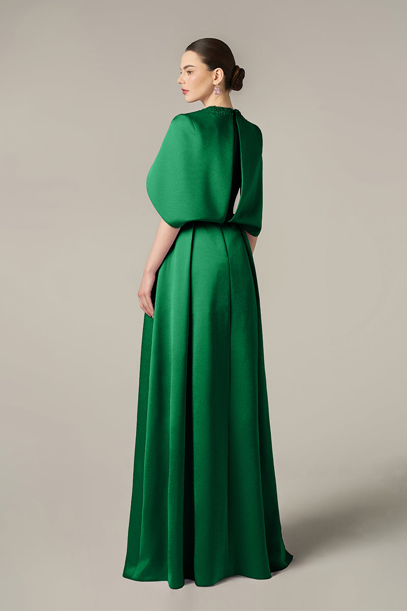 SILK TAFFETA DRESS IN GREEN - CULT MIA