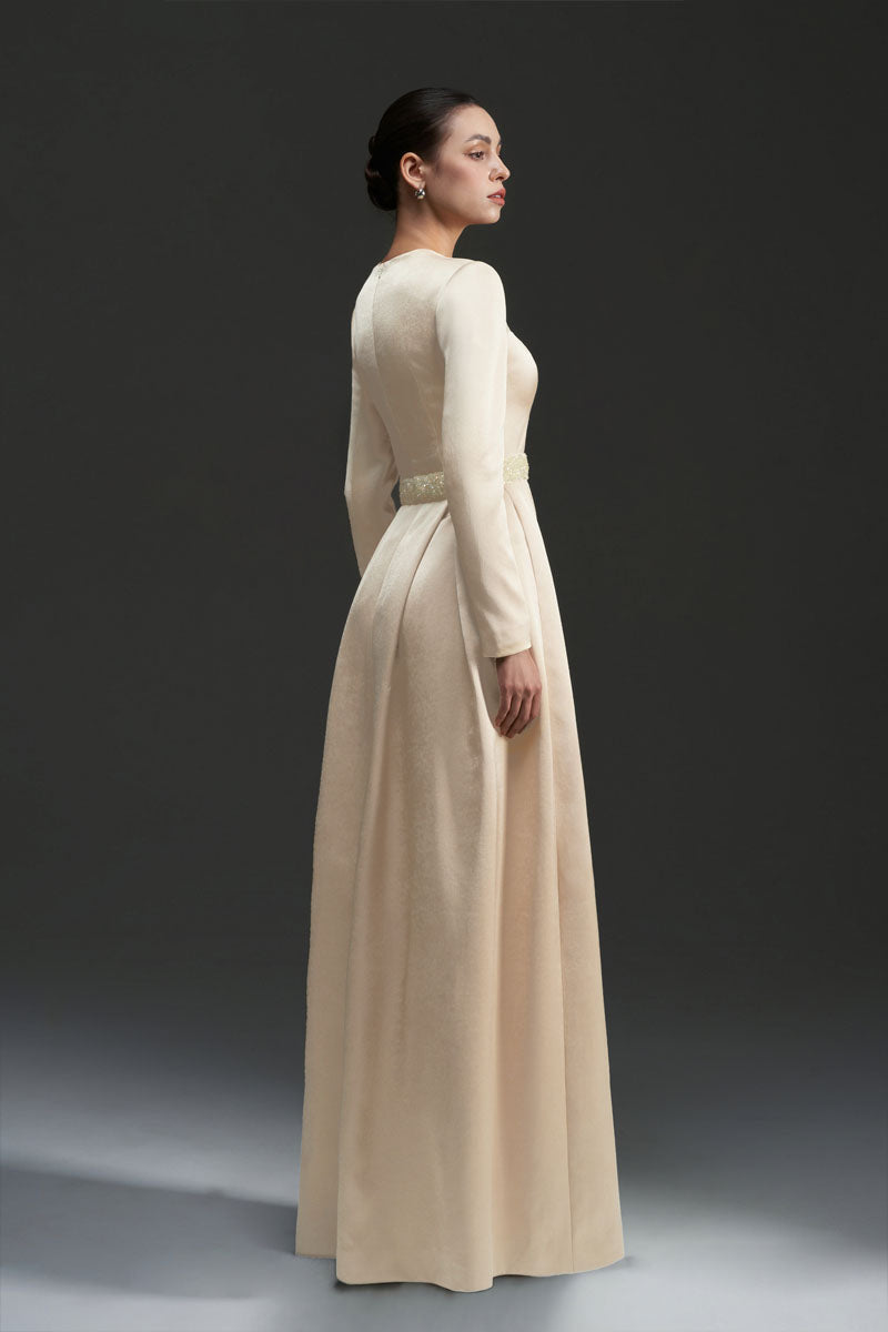 SILK TAFFETA DRESS IN GOLD - CULT MIA