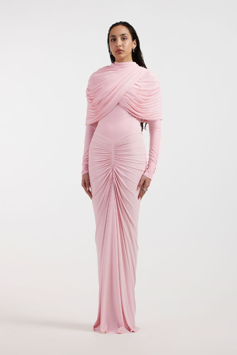 NOA DRAPED PINK GOWN - CULT MIA