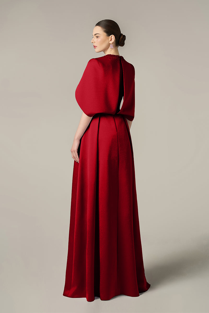 SILK TAFFETA DRESS IN RED - CULT MIA