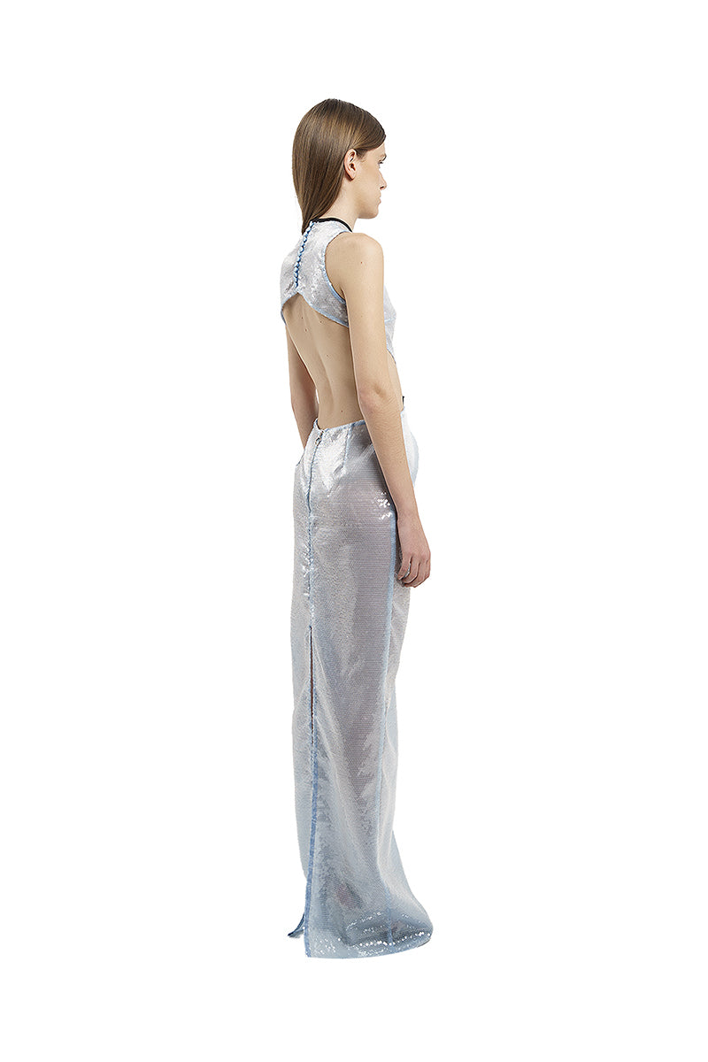 SEQUIN LONG DRESS IN BLUE - CULT MIA