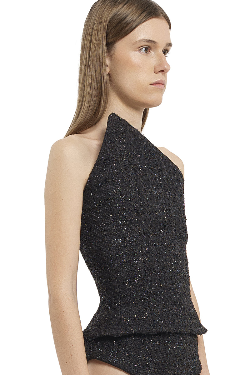 TWEED CORSET IN BLACK - CULT MIA
