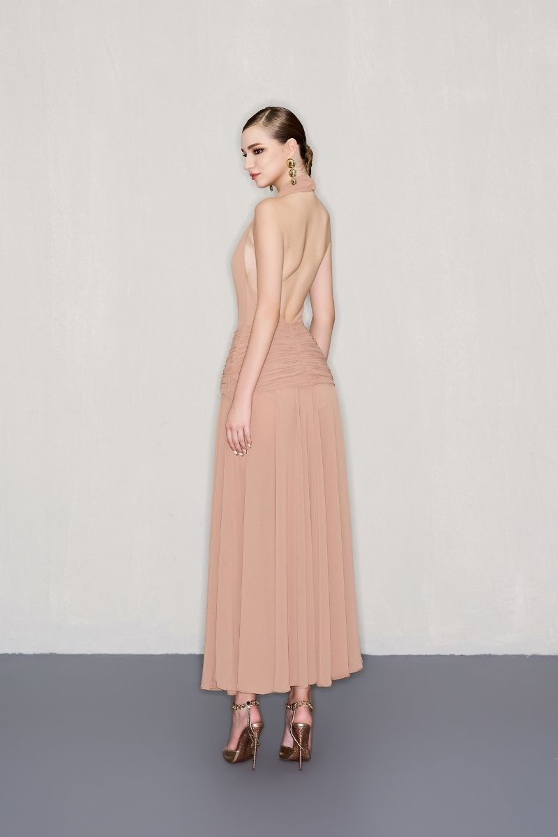 GOLD JEWELED EMBELLISHMENT A-LINE DRESS - CULT MIA