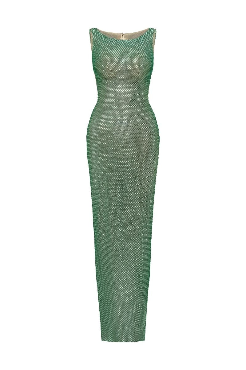 SLAY GREEN CRYSTAL BEADED MAXI DRESS | CULT MIA | HACCHIC COUTURE SLAY GREEN CRYSTAL BEADED MAXI DRESS | CULT MIA | HACCHIC COUTURE