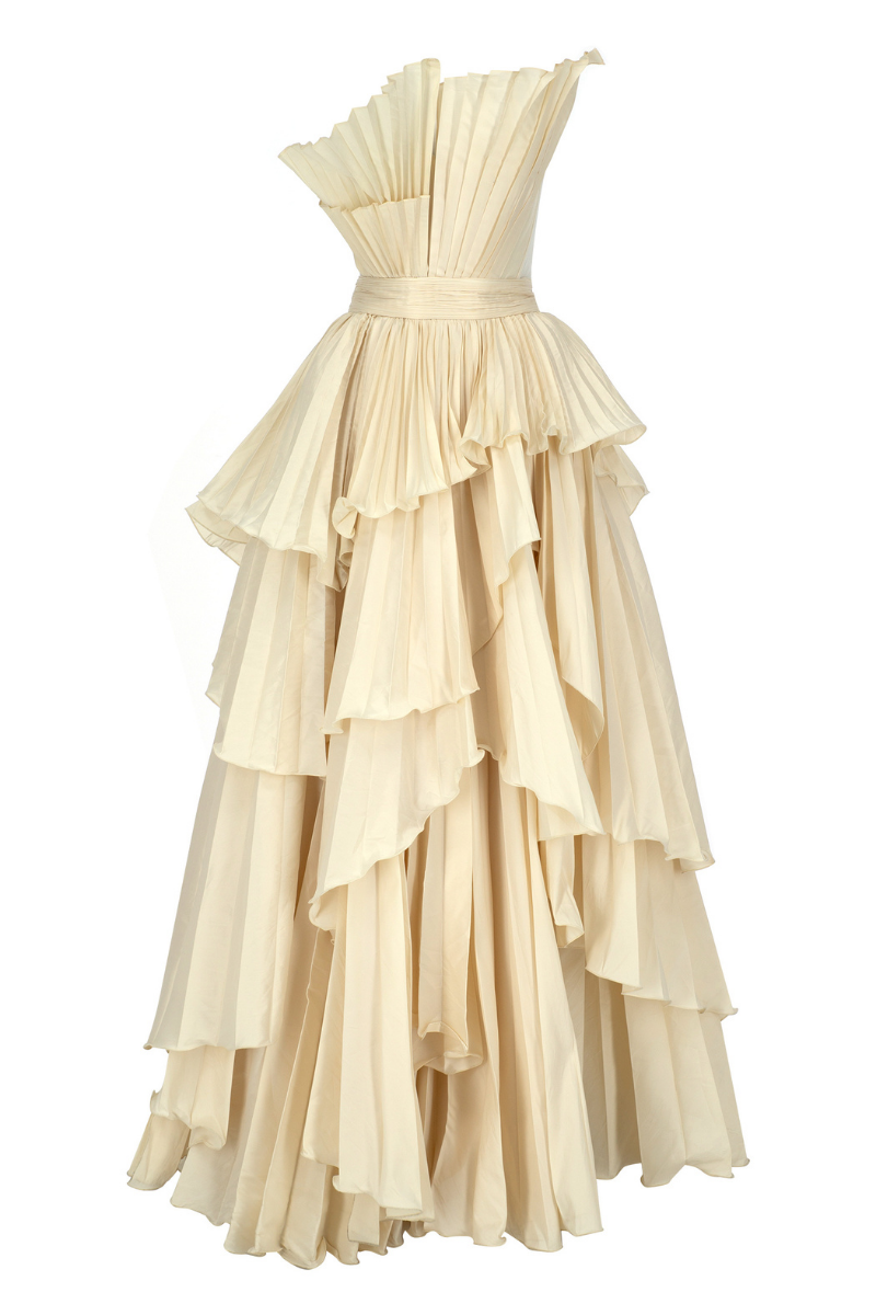 CLAIRE VANILLA TIERED GOWN | CULT MIA | Tarık Ediz CLAIRE VANILLA TIERED GOWN | CULT MIA | Tarık Ediz