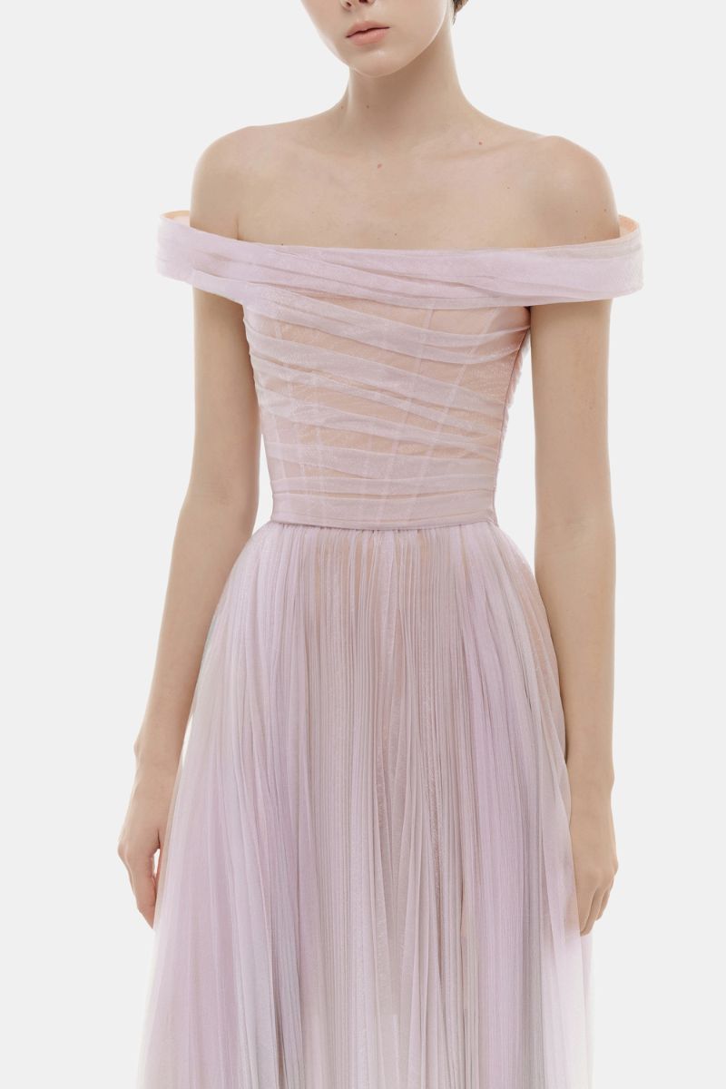 VIOLET OFF-SHOULDER MIDI DRESS - CULT MIA