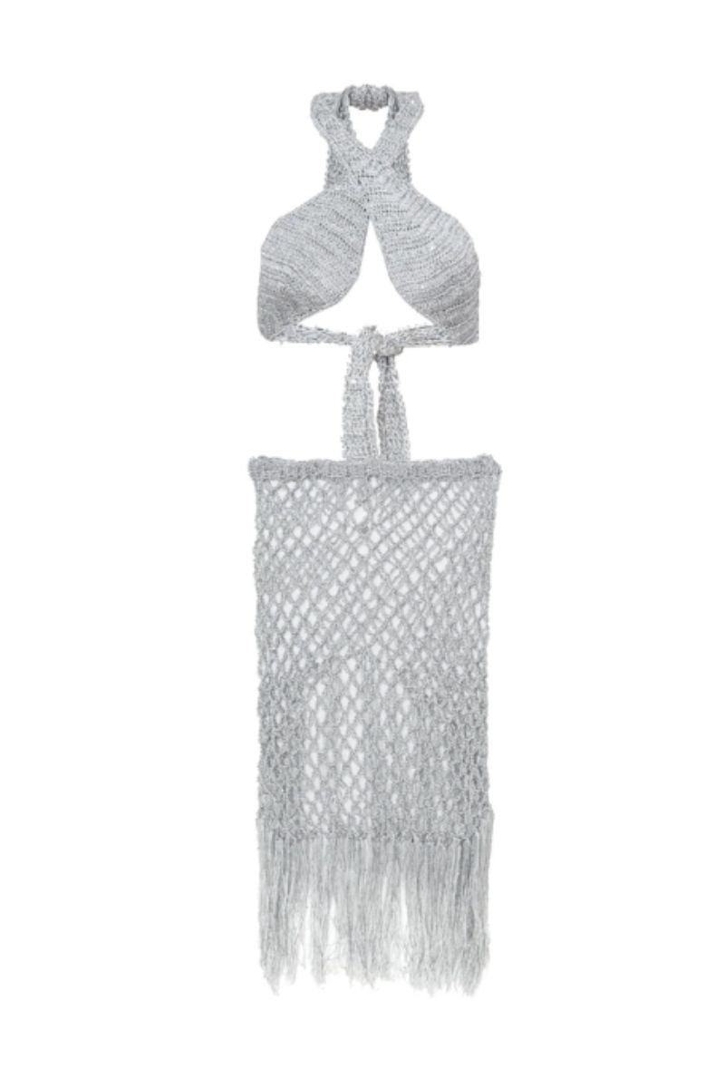 MERLUZA SILVER CROCHET SEQUIN SET - CULT MIA