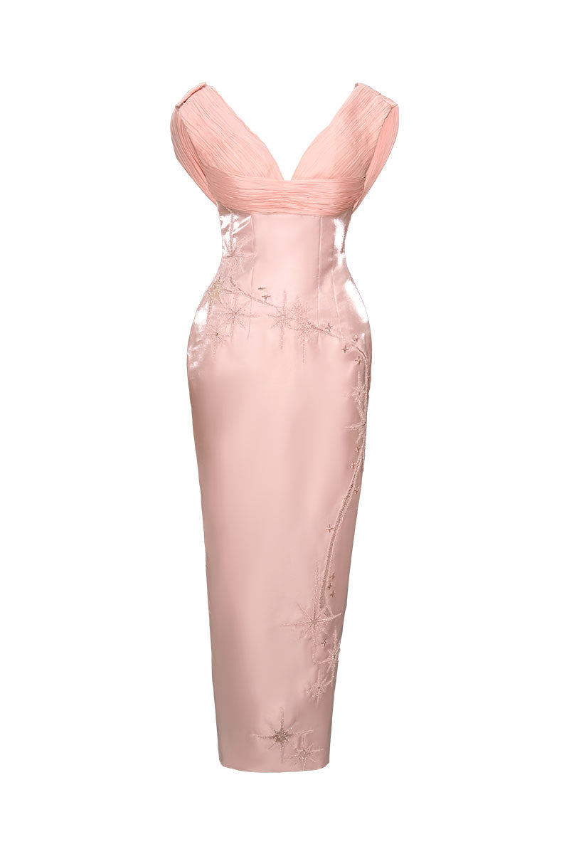 blush pink midi dress BLUSH AURORA PINK MIDI DRESS | CULT MIA