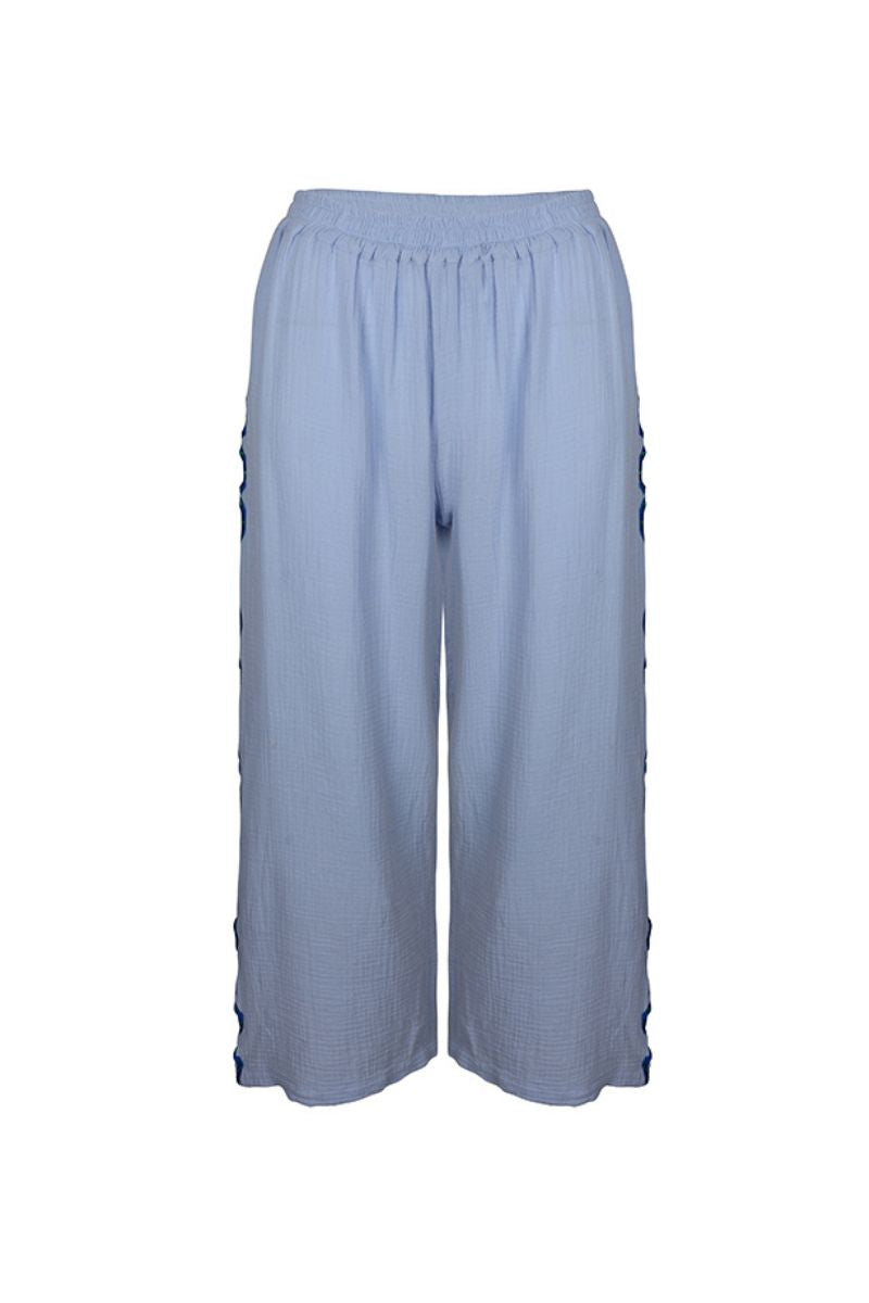 CANTIK BLUE EMBROIDERED PANTS - CULT MIA