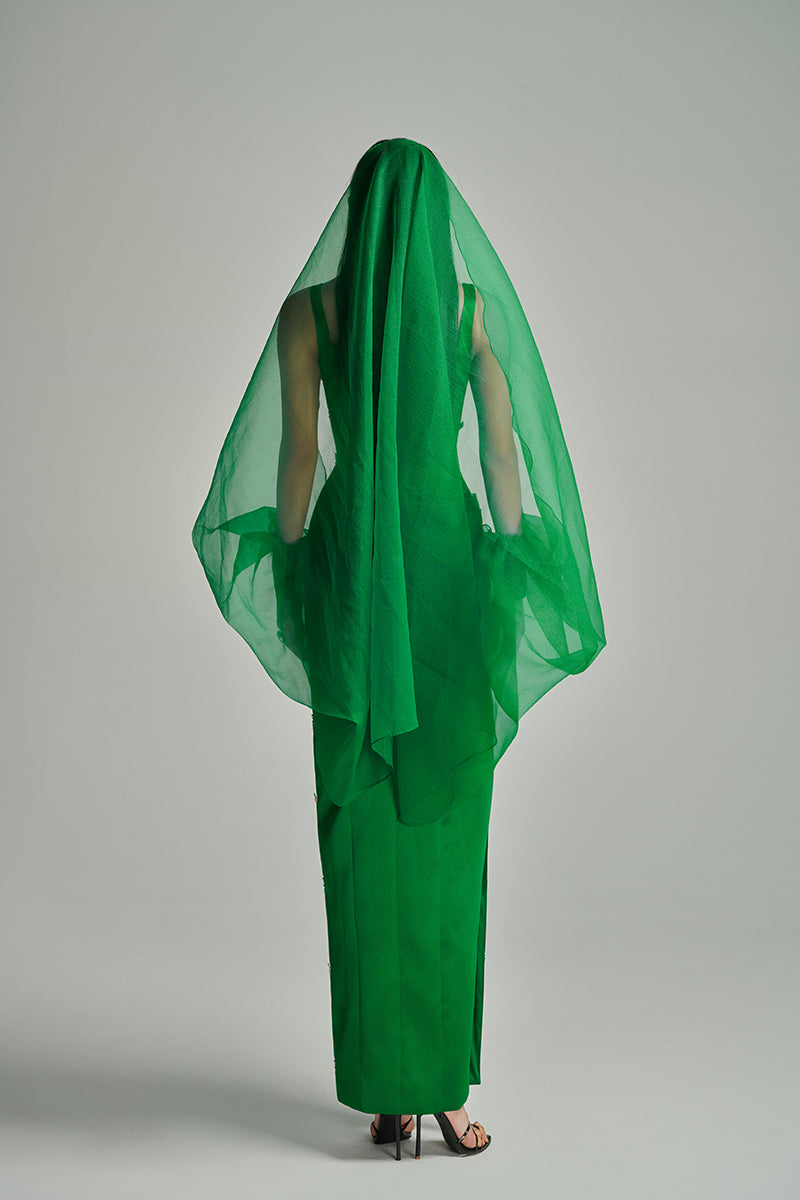 CULT MIA X HAPPY CLOTHING SIENNA SHEATH COLD SHOULDER MAXI DRESS IN GREEN - CULT MIA