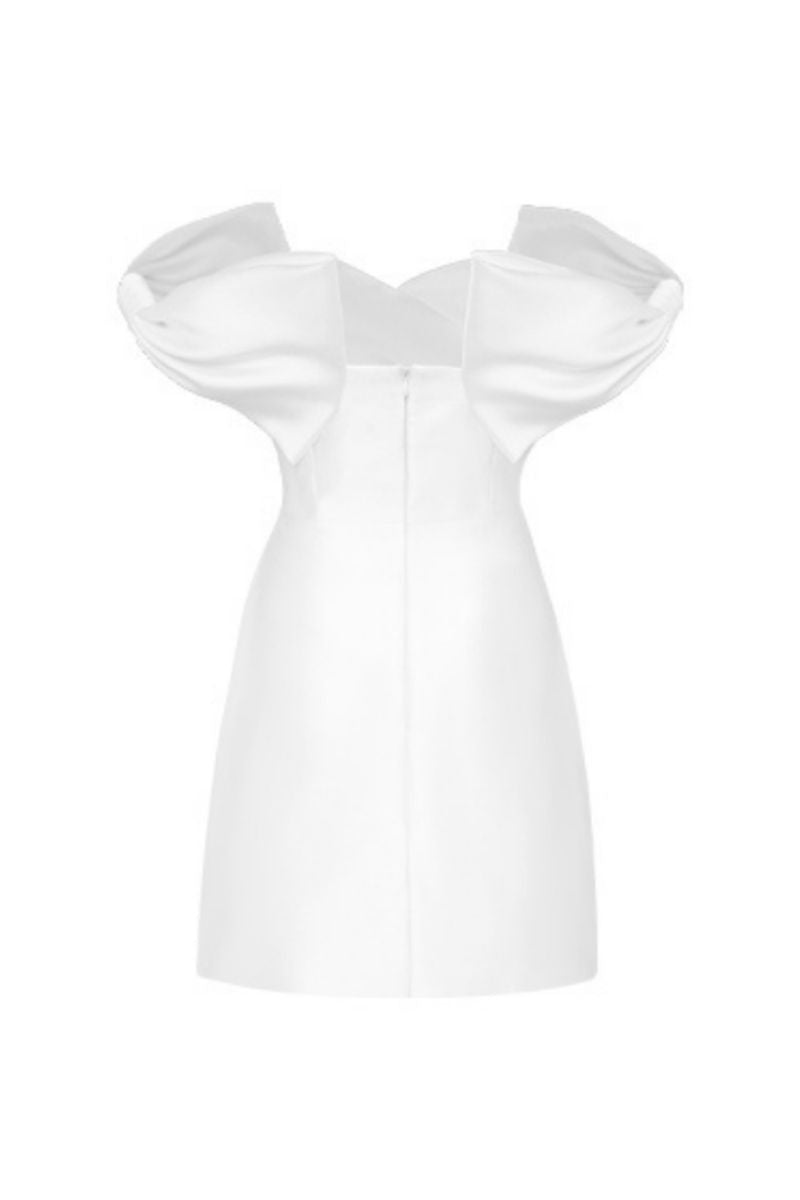 WINNIE WHITE BOW TIE A-LINE MINI DRESS - CULT MIA