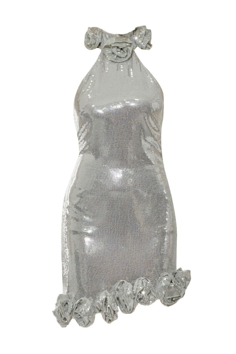 ODETTE SILVER SEQUIN MINI DRESS - CULT MIA