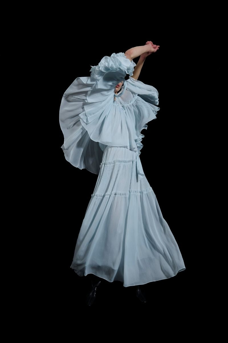 FRILL DETAILED TOP IN BLUE - CULT MIA
