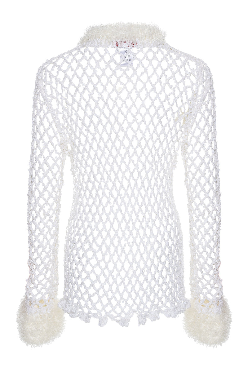WHITE VANILLA HANDMADE CROCHET SHIRT - CULT MIA