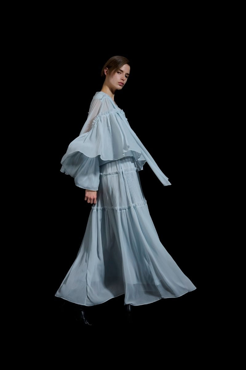 FRILL DETAILED TOP IN BLUE - CULT MIA