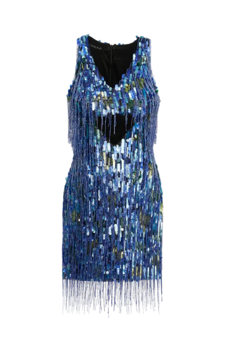 ISI FRINGE DRESS IN BLUE | CULT MIA | Onalaja ISI FRINGE DRESS IN BLUE | CULT MIA | Onalaja