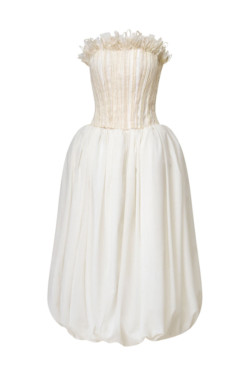 PETITE FLORAL EMBROIDERED GOWN IN IVORY | CULT MIA
