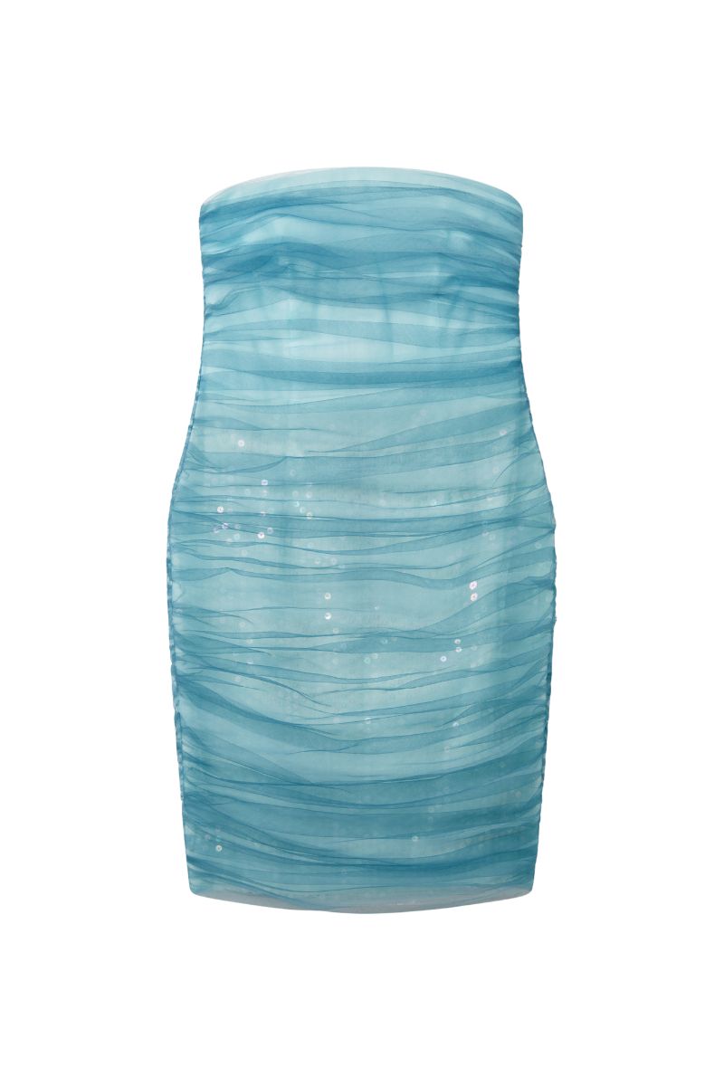 ALDA TULLE DRESS IN BLUE MIX - CULT MIA