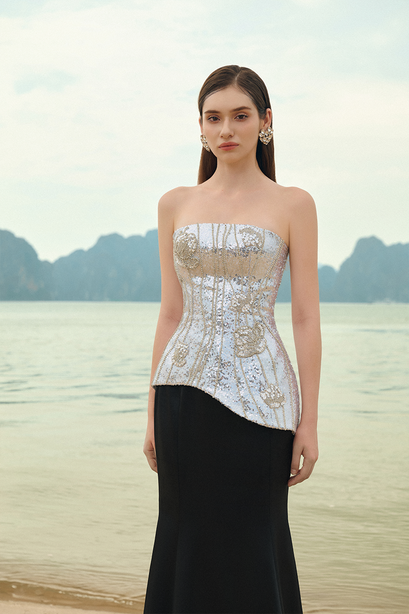 SHIMMER TAFFETA TOP AND SKIRT SET - CULT MIA