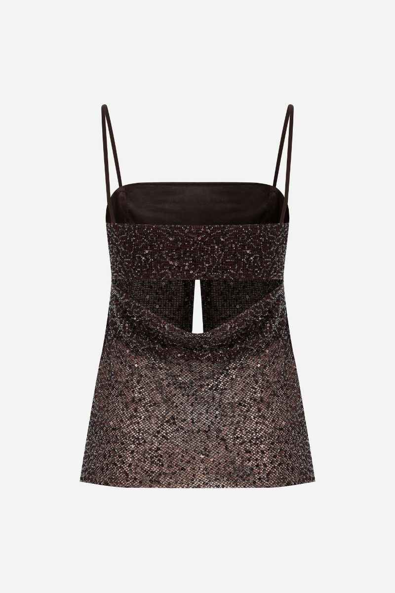 ASITA TOP IN BROWN SEQUIN - CULT MIA