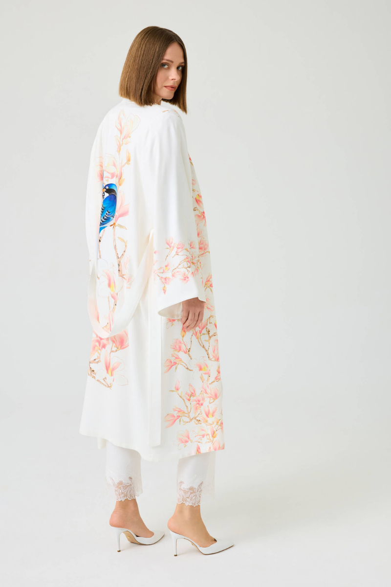 SAKURA LONG RAYON PRINTED ROBE - CULT MIA