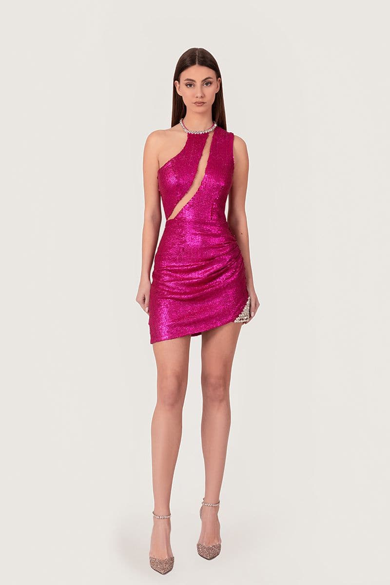 FUCHSIA SEQUINNED MINI DRESS - CULT MIA