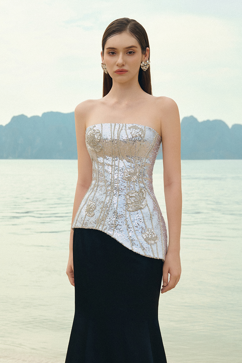 SHIMMER TAFFETA TOP AND SKIRT SET - CULT MIA
