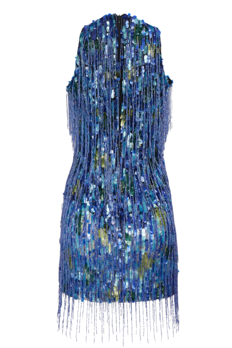 ISI FRINGE DRESS IN BLUE - CULT MIA