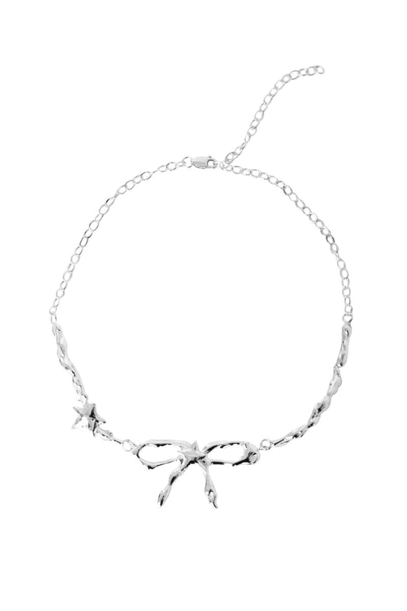 SILVER ETHEREAL BOW NECKLACE - CULT MIA