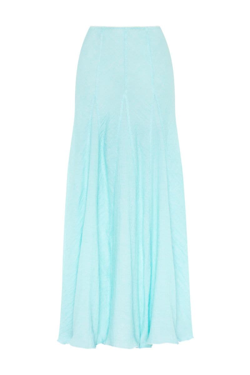 LIGHT TURQUOISE A-LINE LAYERED MAXI SKIRT - CULT MIA