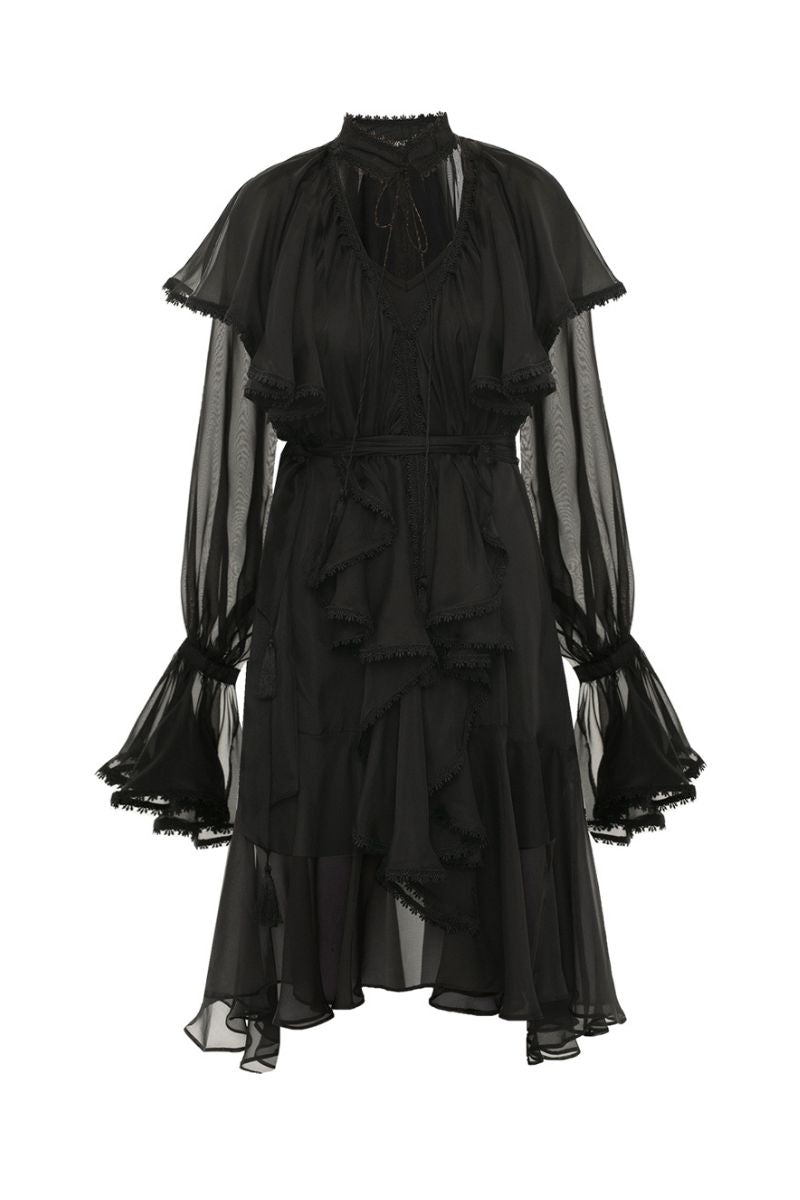 black midi chiffon dress Womens Friends Like These Black Petite Jersey Chiffon Flutter Sleeve Midi Dress US 2