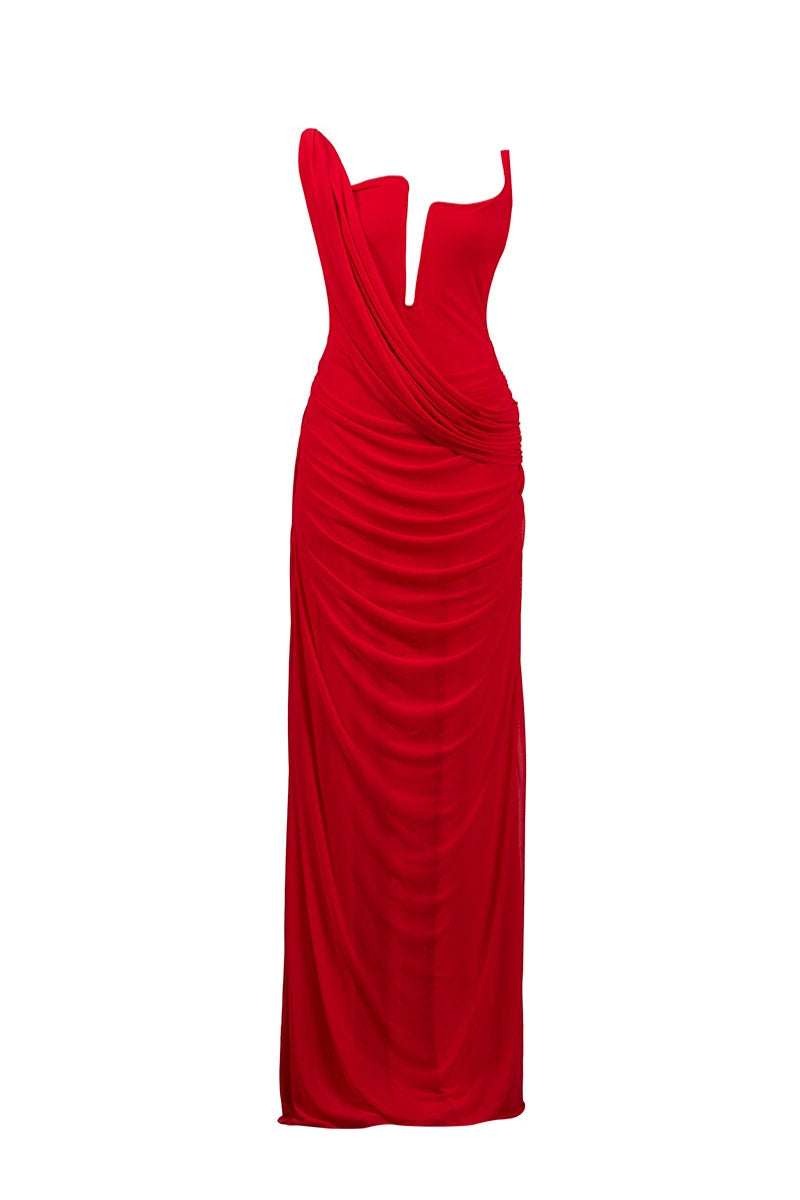 ADRIANA RED MAXI DRESS - CULT MIA