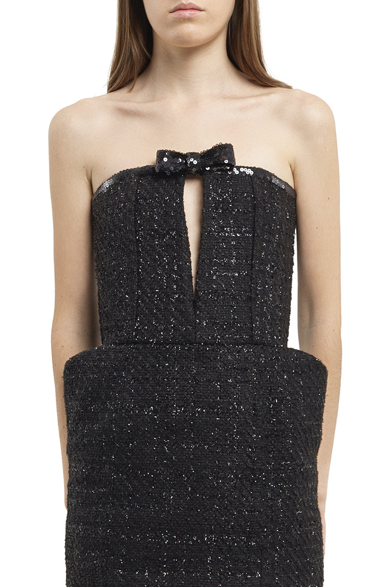 TWEED MINI DRESS IN BLACK - CULT MIA
