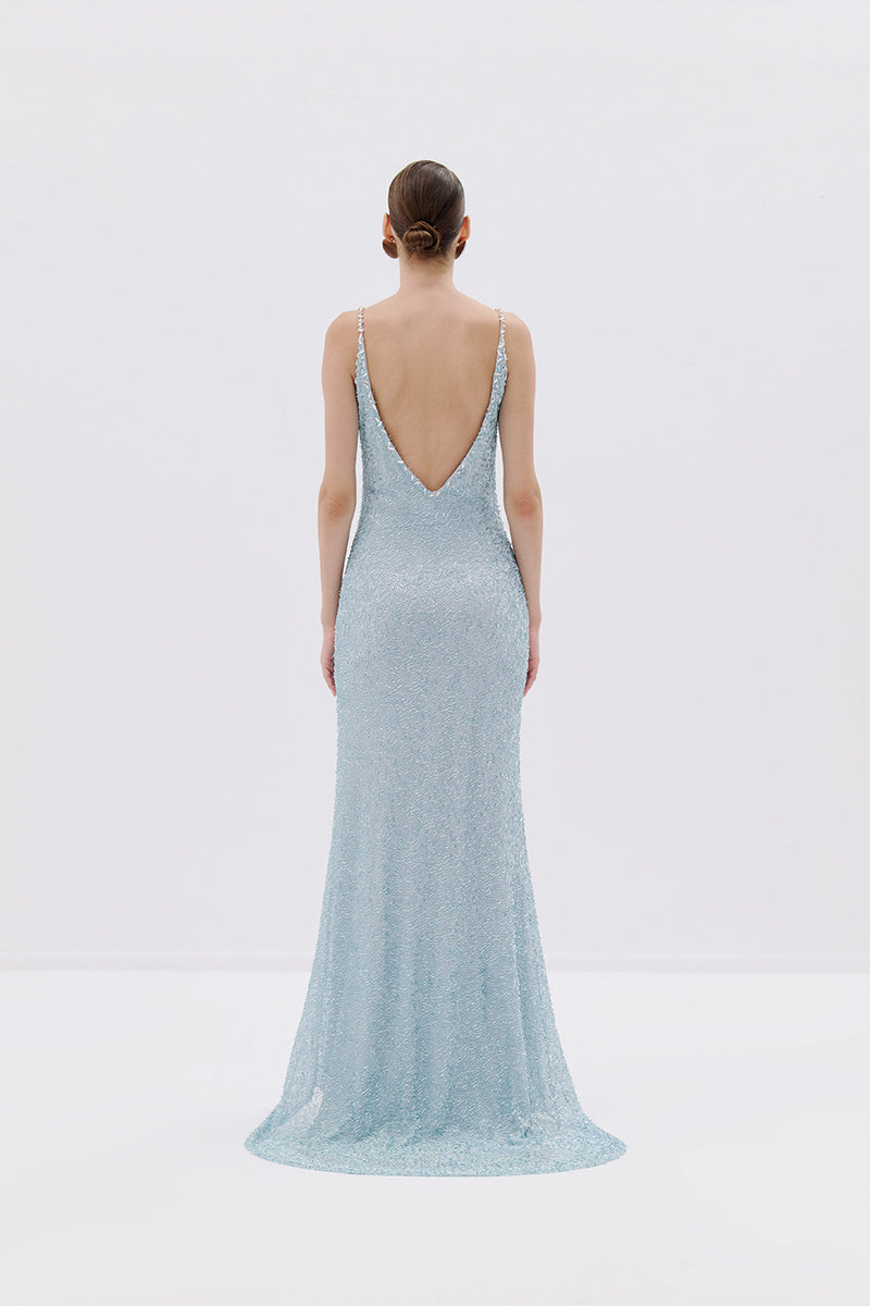 MAXI SEQUINNED DRESS IN SILVER - CULT MIA