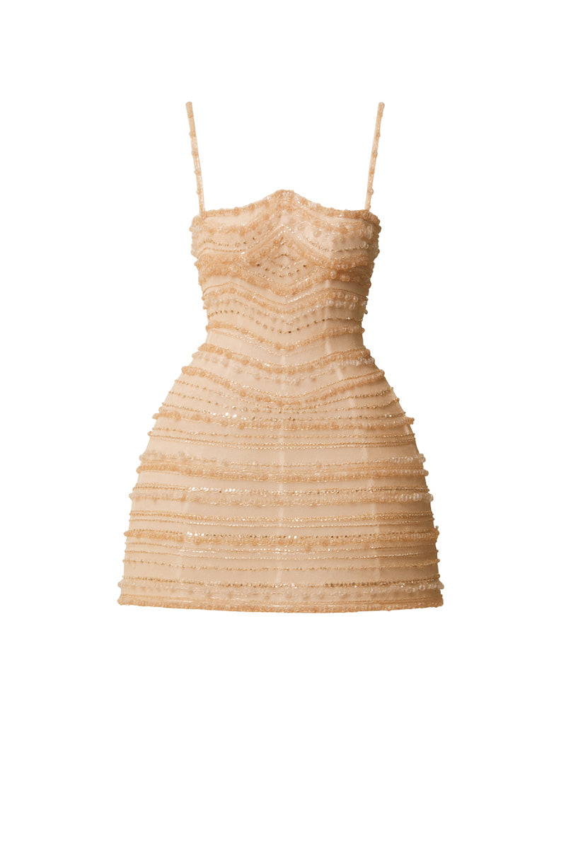 NUDE MINI SHIMMERING DRESS | CULT MIA | Phan Huy NUDE MINI SHIMMERING DRESS | CULT MIA | Phan Huy