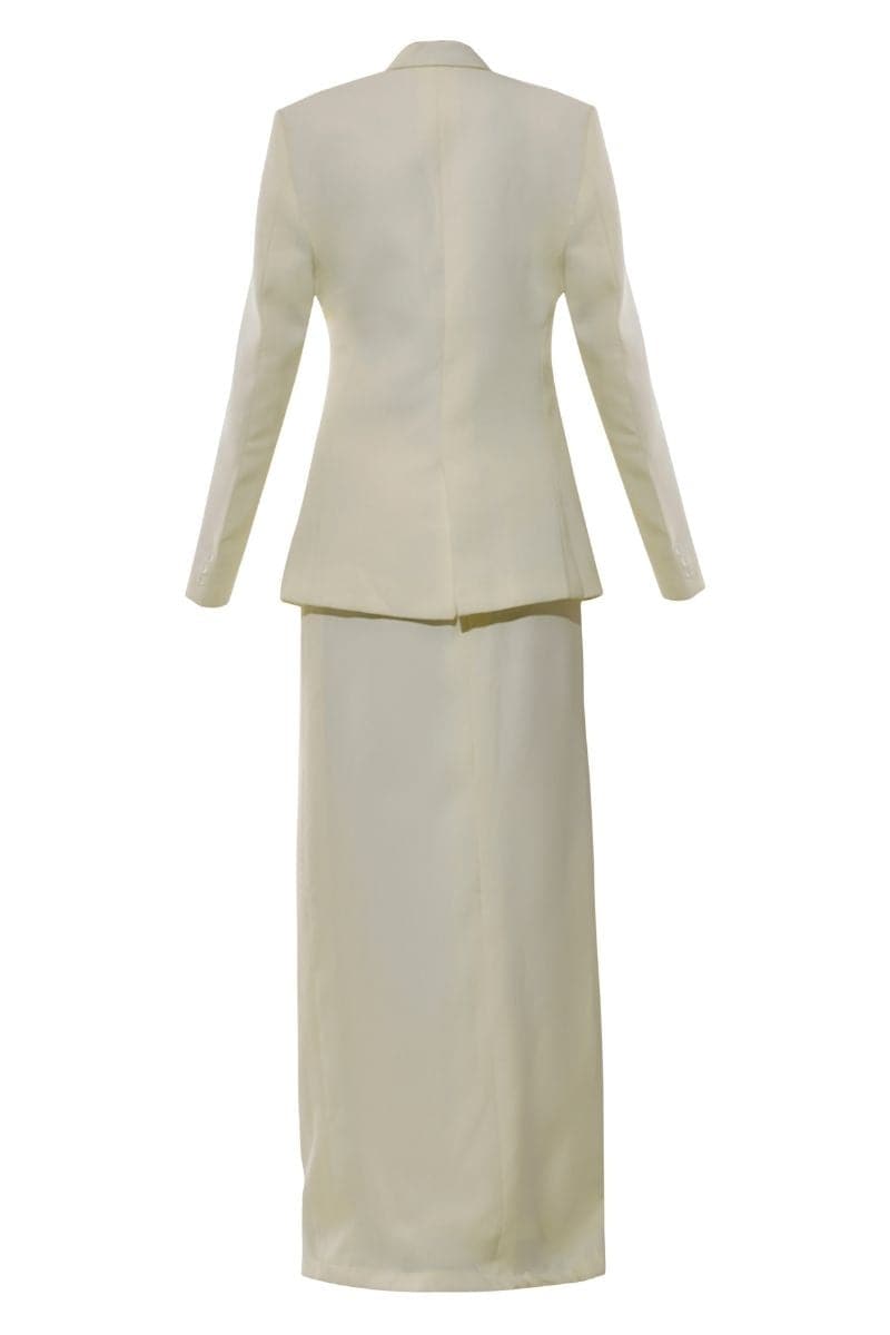 LENA OFF WHITE BLAZER AND SKIRT SET - CULT MIA
