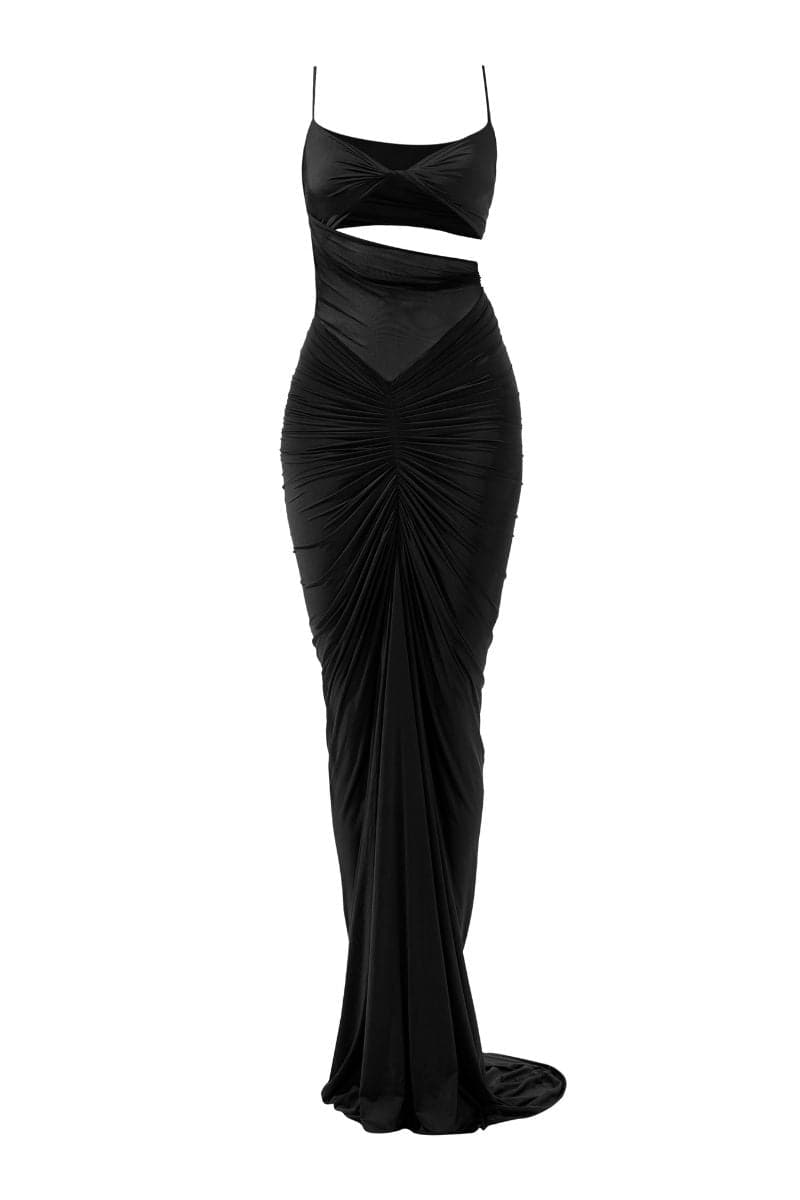 LUCY BLACK FITTED RUCHED MAXI DRESS | CULT MIA | Deme By Gabriella LUCY BLACK FITTED RUCHED MAXI DRESS | CULT MIA | Deme By Gabriella
