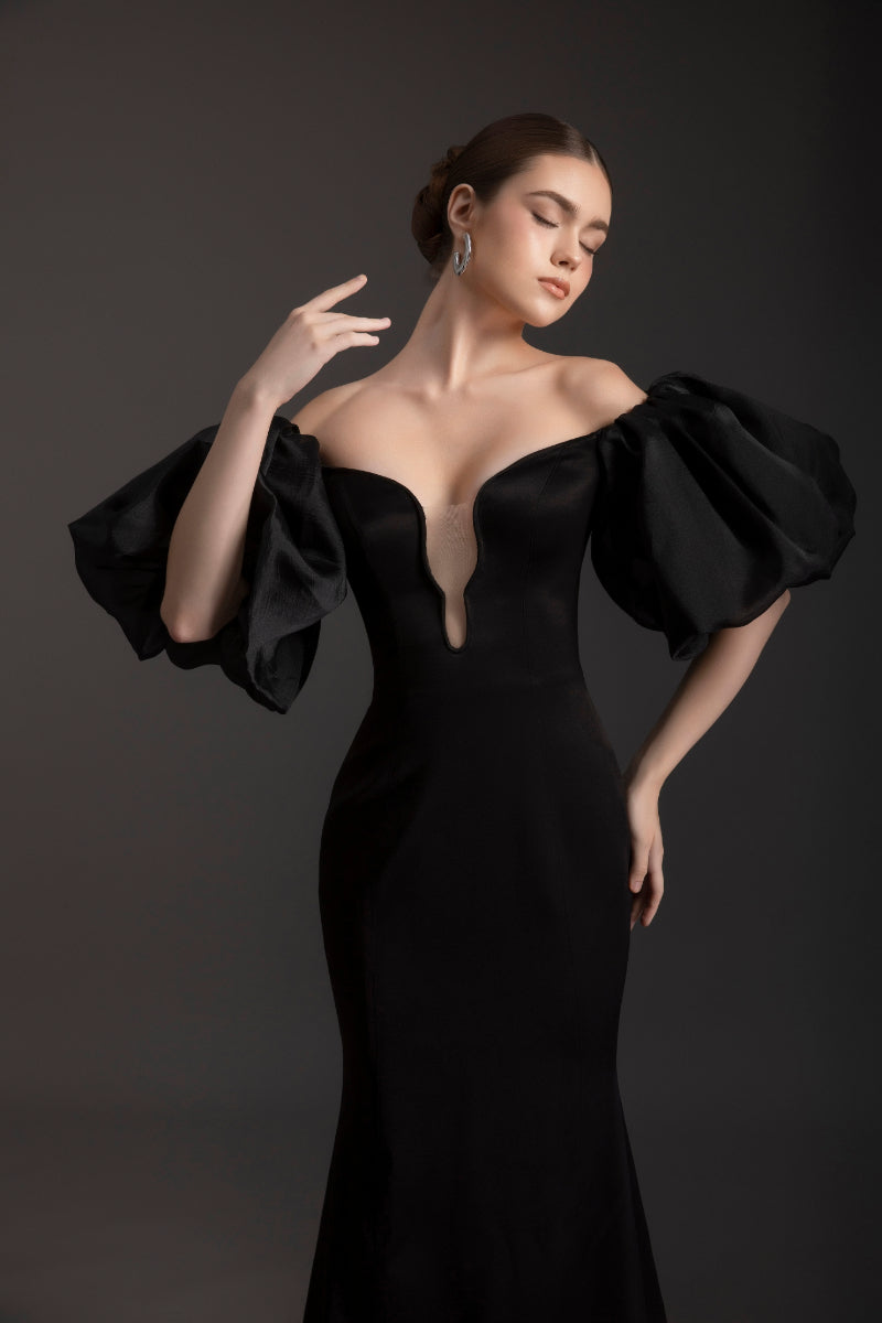RAVEN'S OFF-SHOULDER SATIN GOWN - CULT MIA