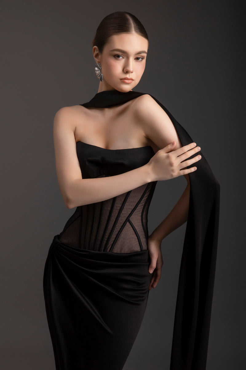 EBONY CORSET GOWN - CULT MIA
