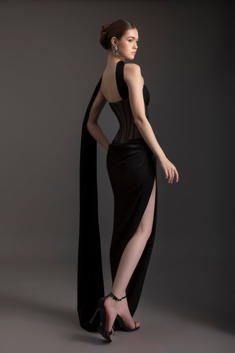 EBONY CORSET GOWN - CULT MIA