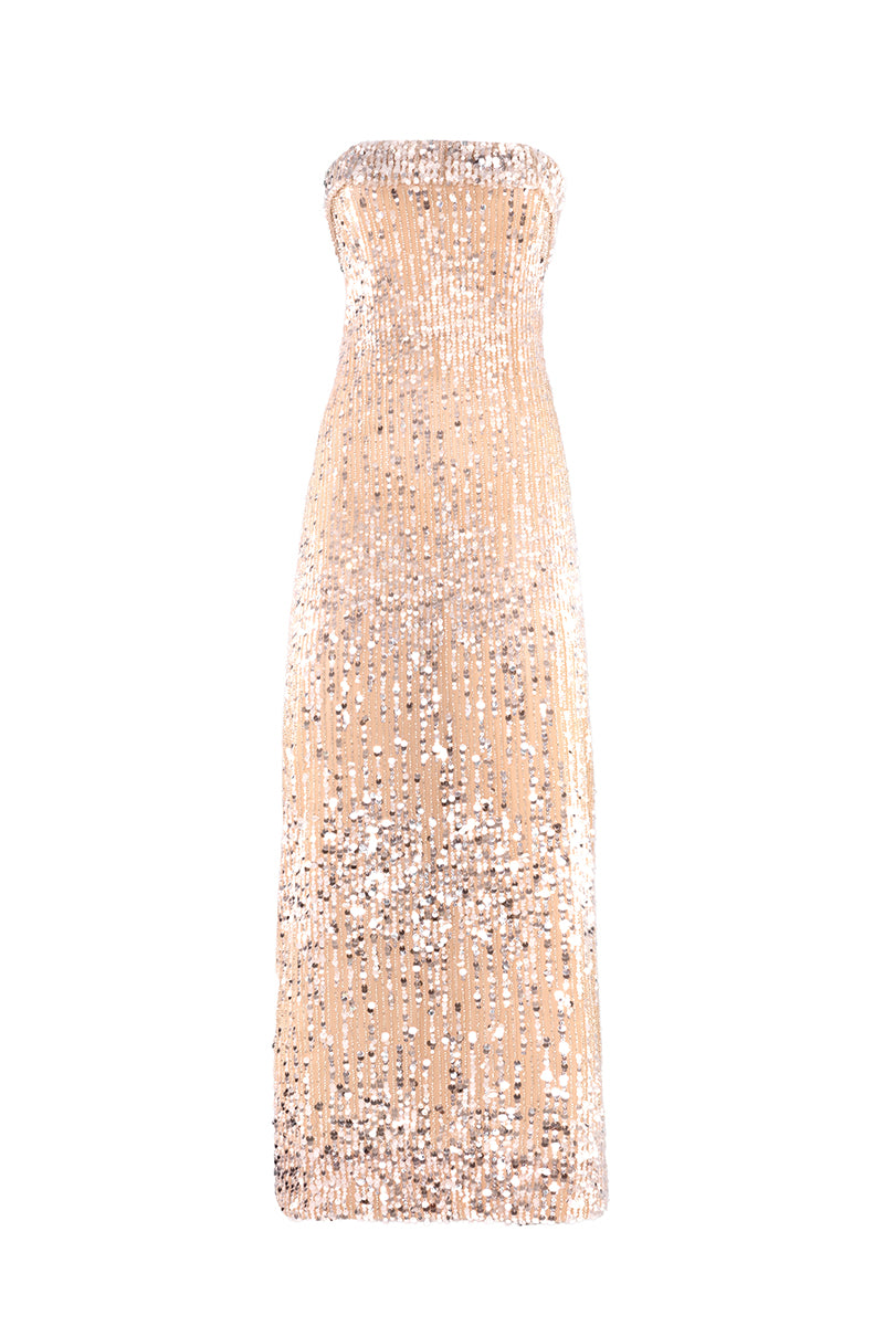 CHAMPAGNE SEQUIN DRESS - CULT MIA