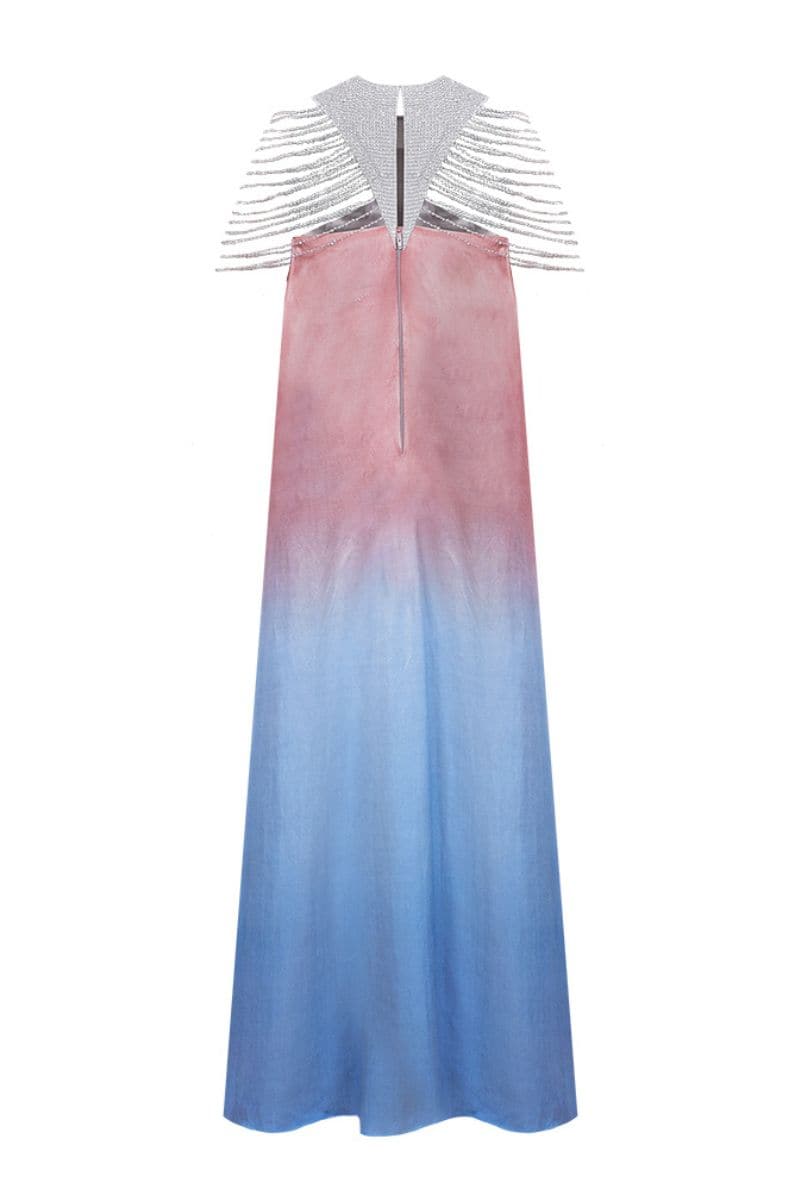 GRADIENT SEQUIN TASSEL KAFTAN MAXI DRESS - CULT MIA