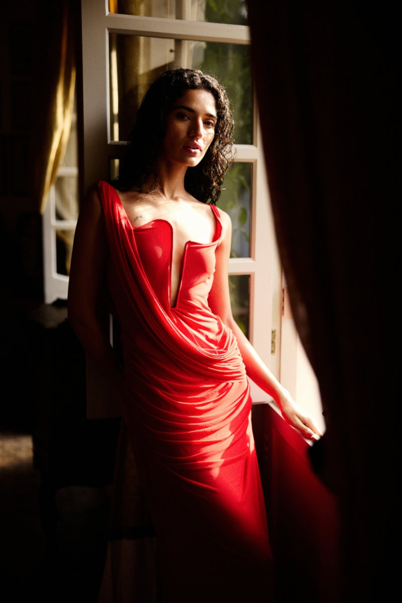 ADRIANA RED MAXI DRESS - CULT MIA