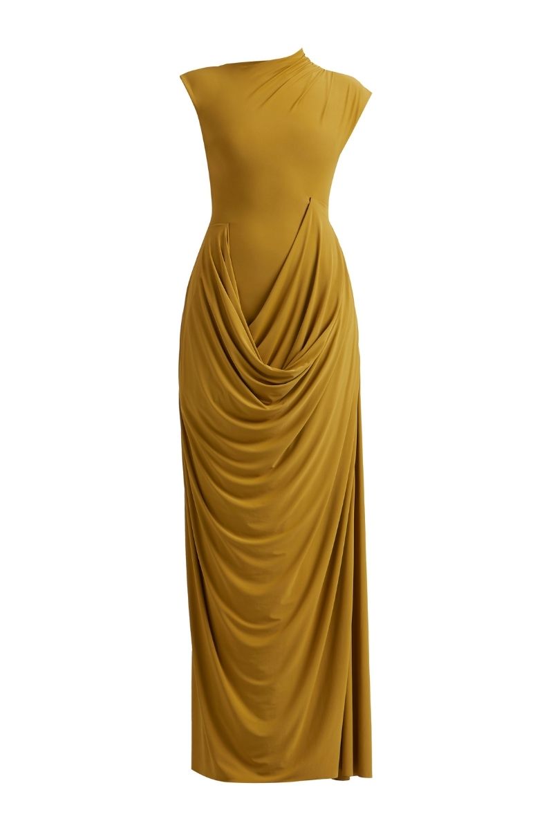FIA MAXI DRESS IN OCHRE YELLOW - Main Image