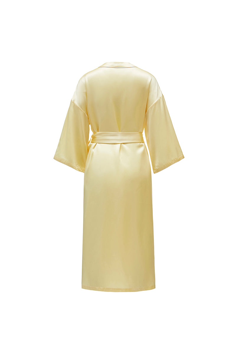 TIMELESS COLLECTION SILK ROBE IN BUTTER YELLOW - CULT MIA