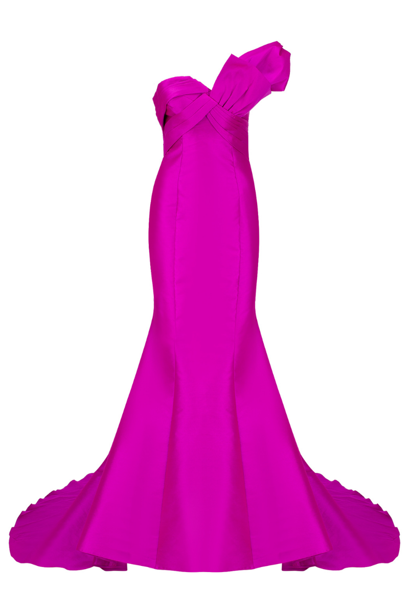 MOON FUCHSIA BOW ACCENT MERMAID GOWN - CULT MIA